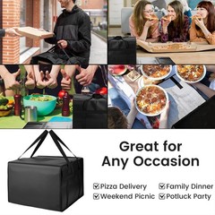 20x20x14 Insulated Pizza Delivery Bag — Hot & Cold Food Carrier for Commercia…