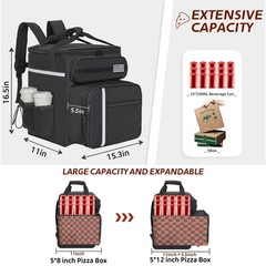 Food Delivery Backpack, Insulated Delivery Bags with 4 Cup Holder Extra Large…