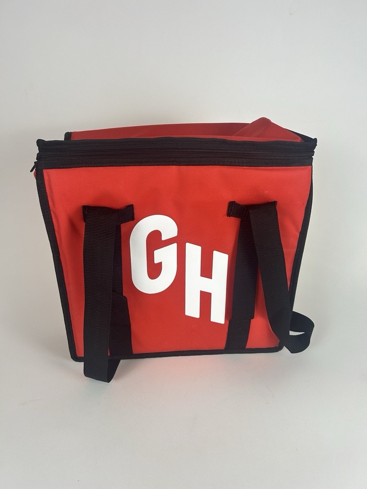 Grubhub 15x15x10 Red Thermal Insulated Hot Cold Food Delivery Tote Bag/Backpack