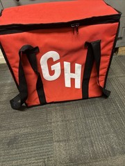 GRUBHUB Official Large 19″x18″x9” Insulated Food Delivery Carrying Tote Bag Red