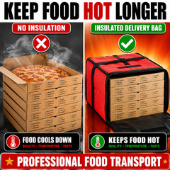 Pizza Delivery Bags Insulated 20x20x12 Hot Food Carrier 1-10 Pack Colors