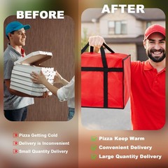 2 Pcs Insulated Pizza Delivery Bag 20 x 20 x 14 Inch Pizza Warmer Bag Carrier…