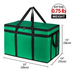 Bodaon Insulated Food Delivery Bag, XXXL Pizza XXX-Large, Green-Black Edge