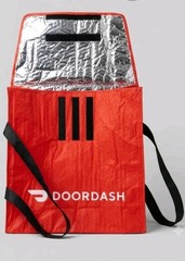 Doordash Large Insulated Pizza Food Delivery Bag 19x19x5 Red with Silver Lining