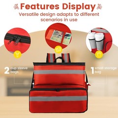 Food Delivery Backpack, Large Insulated Backpack XX-Large（Expandable）, Red