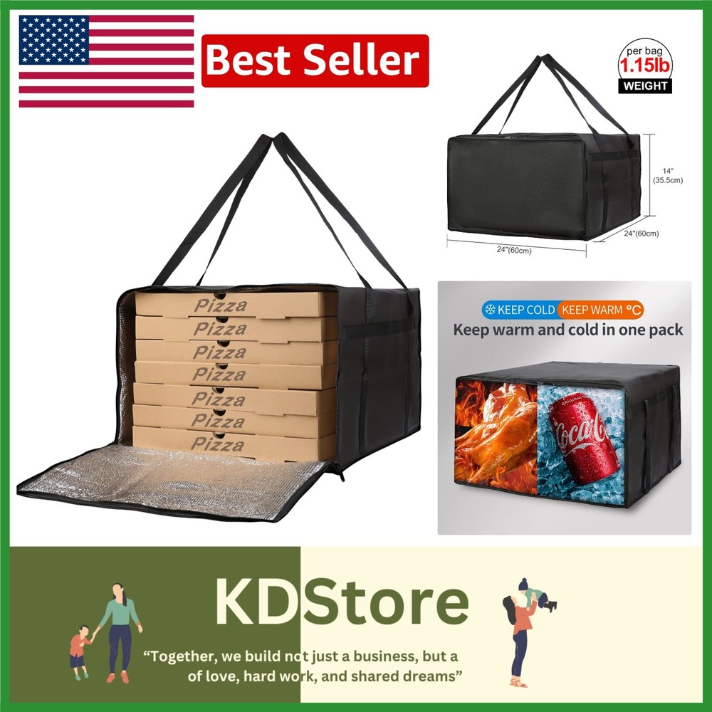 Insulated Pizza Delivery Bag — 132L Capacity for Doordash & Grubhub