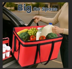 Cooler Insulated Food Delivery Bag & Drink Carrier w/ Hard Bottom Xxx-Large Red