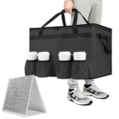 Insulated Food Delivery Bag with 4 Cup Holder and Bottom Support, Xxx-Large Insu