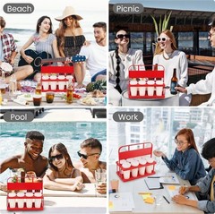 Portable Reusable Drink Carrier with Handle — 8 Cup Holder for Delivery, Foldabl