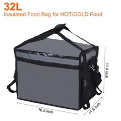 32L Insulated Bag for Pizza XL 16.5″x11.4″x11.8″ Insulated Thermal Bag