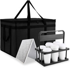 Cooler Insulated Food Delivery Bag & Drink Carrier with Hard Bottom Xxx-Large