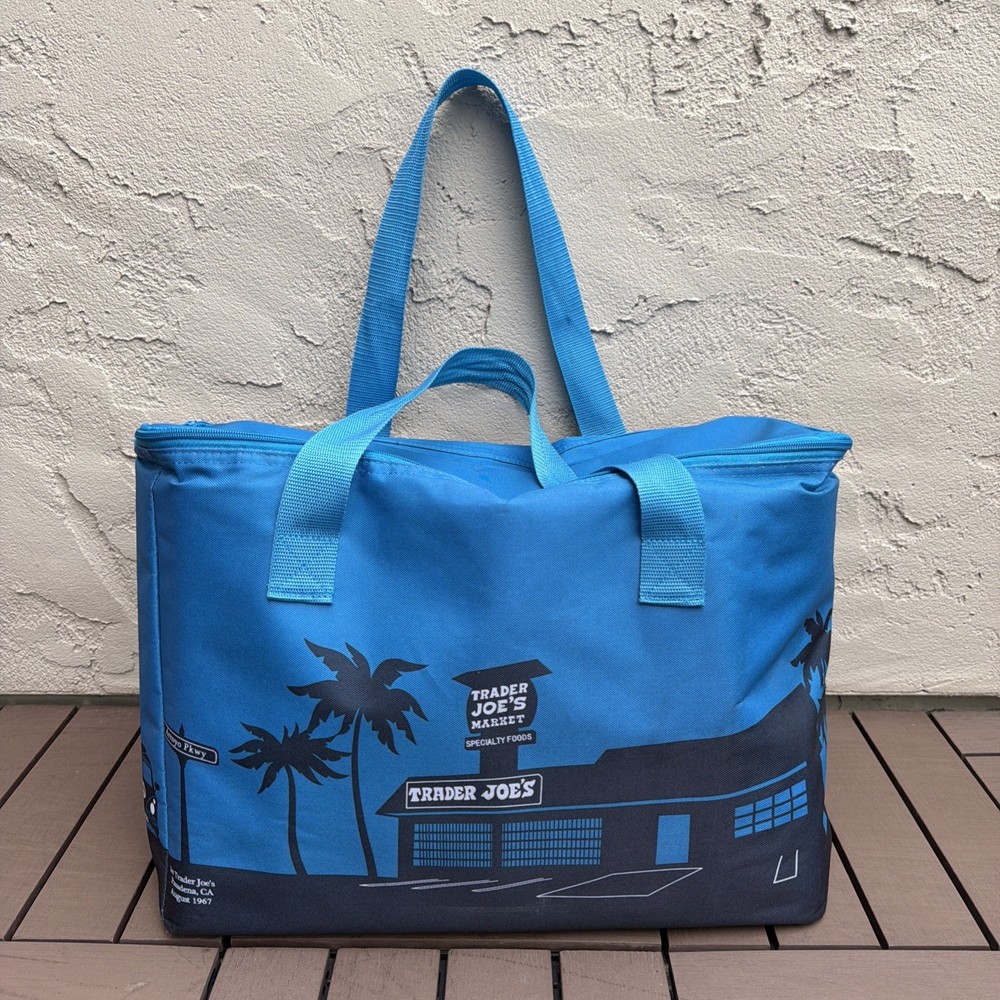 Trader Joes Insulated Tote Bag Teal 8 Gallon Reusable Shopping Cooler LARGE