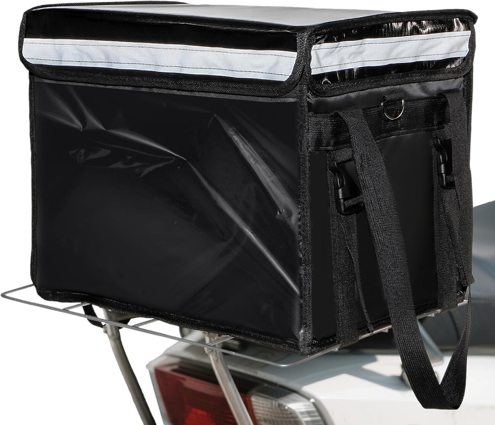 DEAYOU Insulated Food Delivery Bag for Bike, Pizza Delivery Bag with Divider