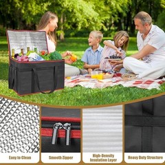Insulated Food Delivery Bag Reusable Foldable Waterproof Heavy Duty 60lbs New