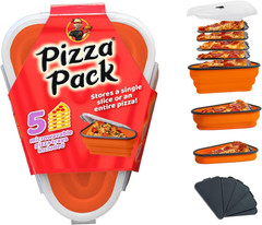 Perfect Reusable Pizza Storage Container w/ 5 Microwavable Serving Trays-Bpa-Fre