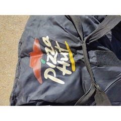 Black Pizza Hut Delivery Bag Logo On top 3 Pizzas