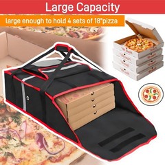 Acshio Insulated Pizza Delivery Bag, 20»L x 20»W x 20″L x 20″W x 8″H, Black