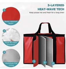 Large Red Insulated Food Delivery Bag Catering Pizza Carrier 20″x20″x14″
