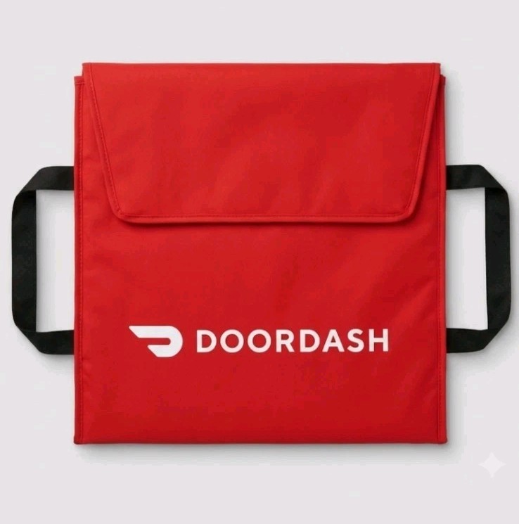 Doordash Large Insulated Pizza Food Delivery Bag 19x19x5 Red with Silver Lining