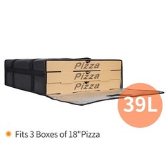 Large Insulated Pizza Bag 20x20x6 Black Food Delivery Warmer for Door Dash NEW