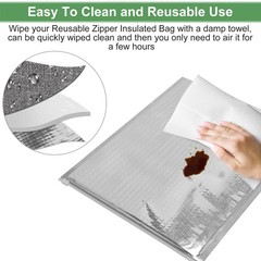 Insulated Food Storage Bag with Zipper Design, Hot Cold Cool 2530cm, Silver