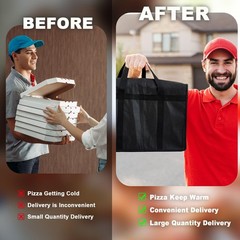 2 Pcs Insulated Pizza Delivery Bag 20 x 20 x 14 Inch Pizza Warmer Bag Carrier…