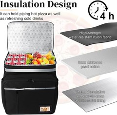 Durable Black Delivery Backpack with Cup Holders & High-Efficiency Insulation