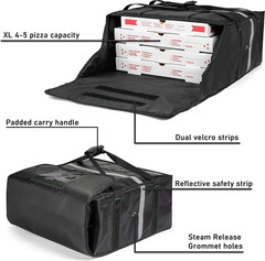 Insulated Pizza & Food Delivery Bag, Fits 4 Large Pizzas or Trays, 20″ X 20″ X 8