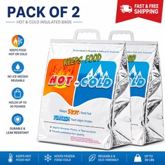 2 PACK Hot & Cold Insulated Food Delivery Bag Thermal Grocery Cooler 13x7x15.5