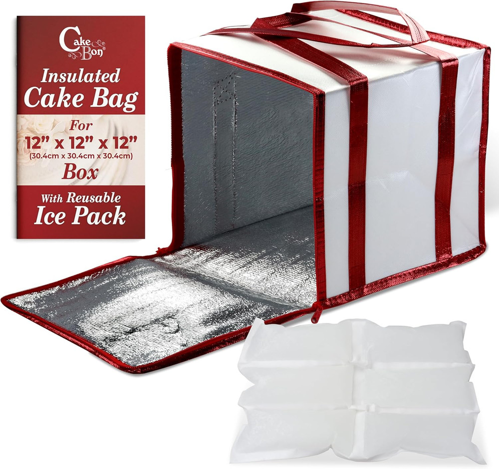 12-Inch Cake Insulated Cooler Bag with Ice Pack Sheets – Premium Carrier Bag for