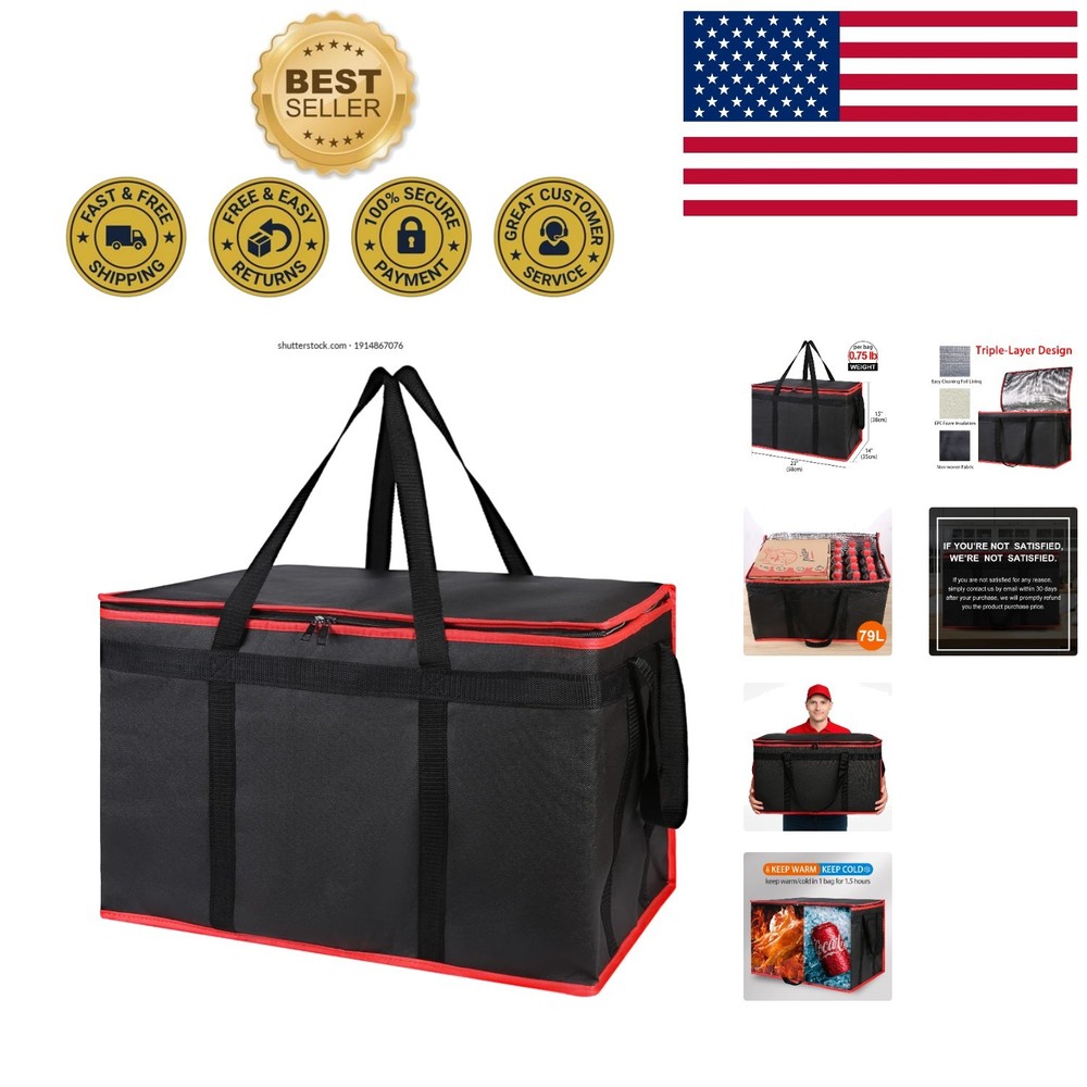 XXX-Large Insulated Food Delivery Bag for Hot & Cold Meals — 79L Capacity