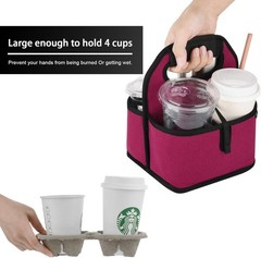 Reusable Insulated Coffee Cup Carrier with Handle for Hot or Cold Drinks