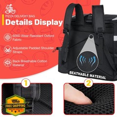 GoHimal Insulated Food Delivery Backpack Black