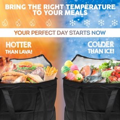 Black Insulated Food Delivery Bag 20 x 13 x 10 Inches. Pack of 2 Insulated Gr…