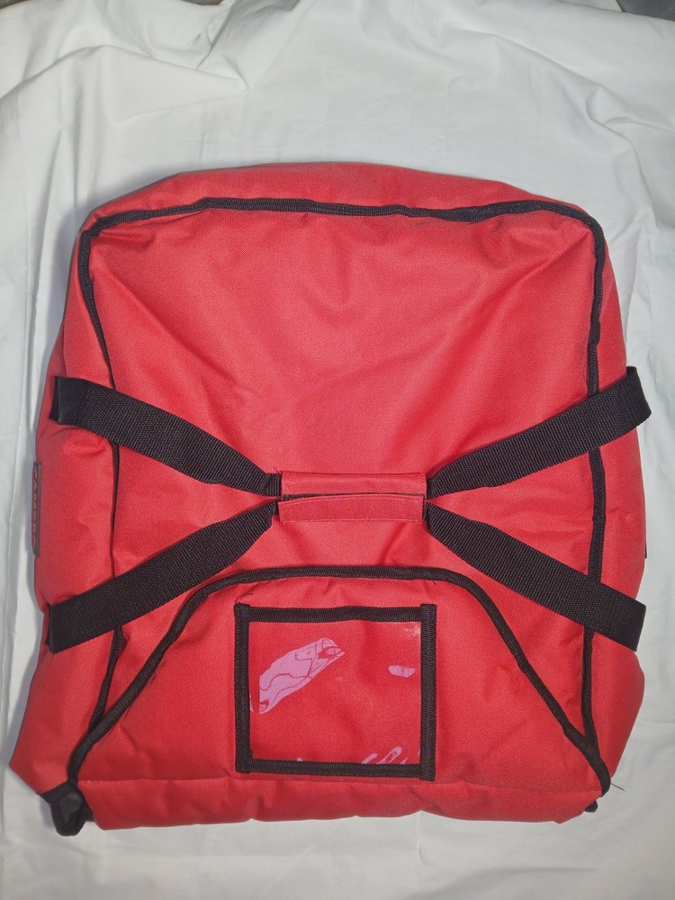 CAMBRO GO BAG INSULATED FOOD DELIVERY CARRYING STRAP RED AND BLACK LOGO