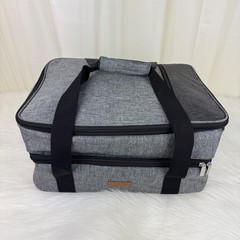 Double Decker Casserole Carrier Insulated Food Transport Delivery Bag Grey