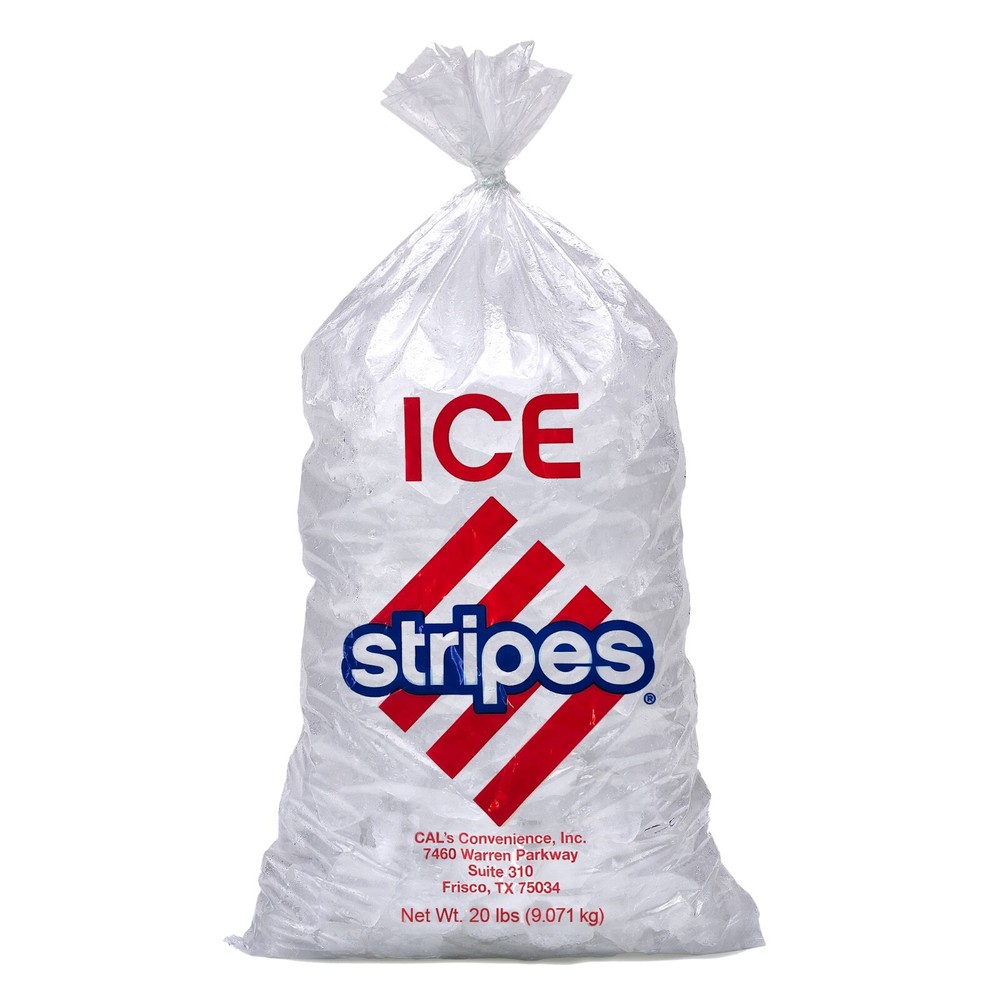 Ice Bags — 20 lb Wire Wicketed — Cal’s Stripes — 500 Bags