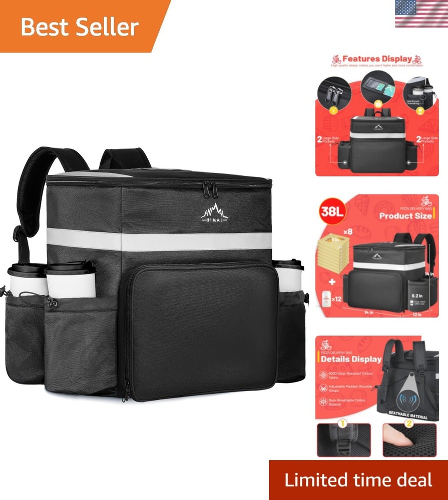 Food Delivery Backpack, Insulated Delivery Bags for Delivery Bike, Large Pizz…
