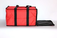 Insulated Pizza Delivery Bag, Red Nylon, 20″ x 20″ x 12″ — Holds up to (6) 16″