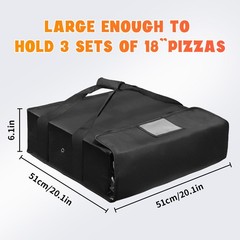 Boczif Pizza Bags — Insulated Warmer for 20x20x6 inches, black