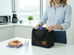 Aosbos Insulated Lunch Bag for Women Men, 8.5L Leakproof Medium, A. Black