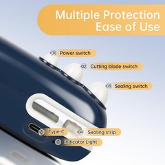 R-PACK Portable Mini Bag Sealer, 2-in-1 Heat Sealer with Built-in small, Blue