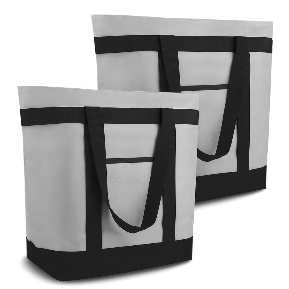 2 Pack Insulated Grocery Bags 39L Reusable Thermal Cooler Tote Side Pockets