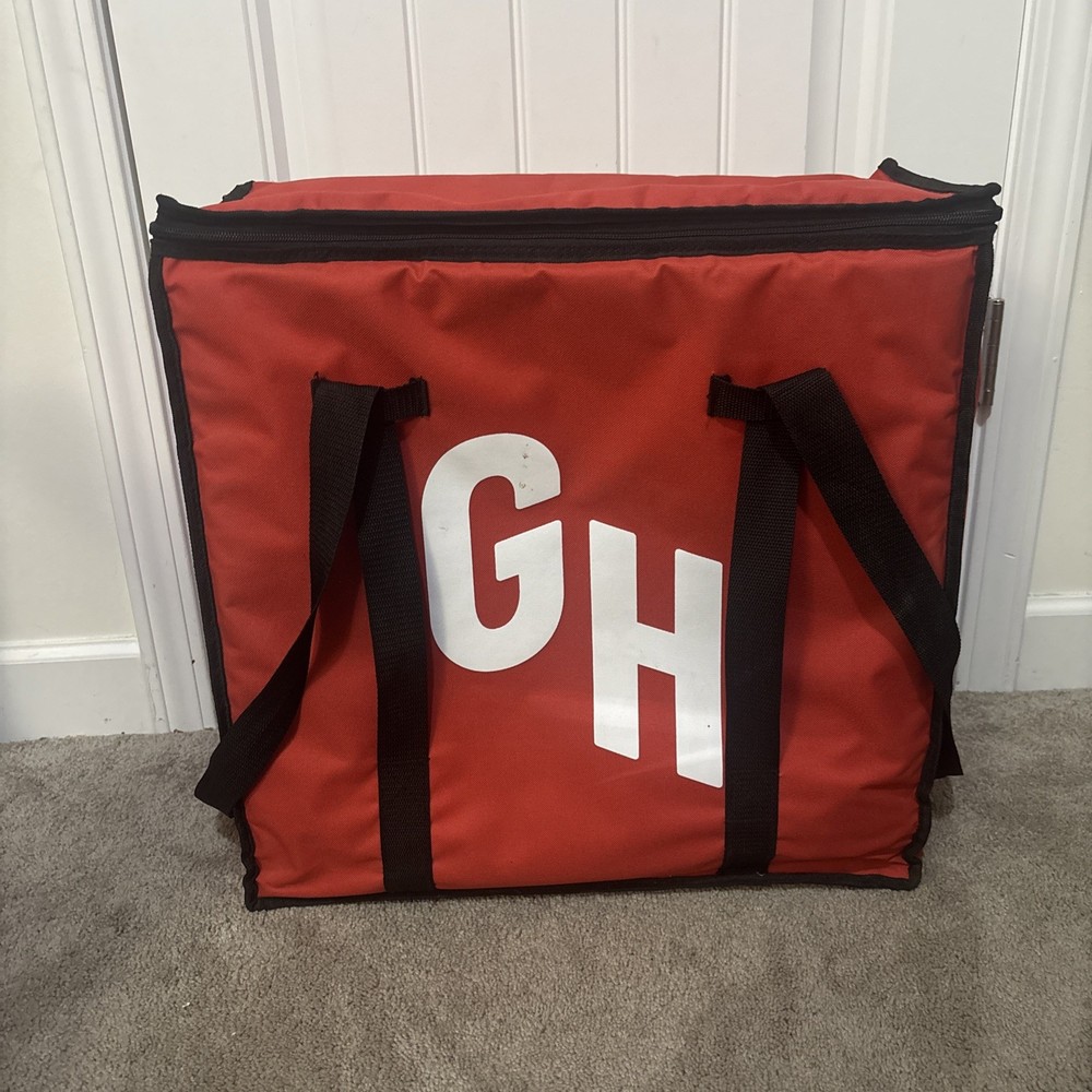Grubhub Red Insulated Delivery Bag Tote with straps 19x19x10 XL Lightly Used
