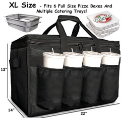 Insulated Food Delivery Bag with Cup Holders/Drink Carriers Premium for Doordash
