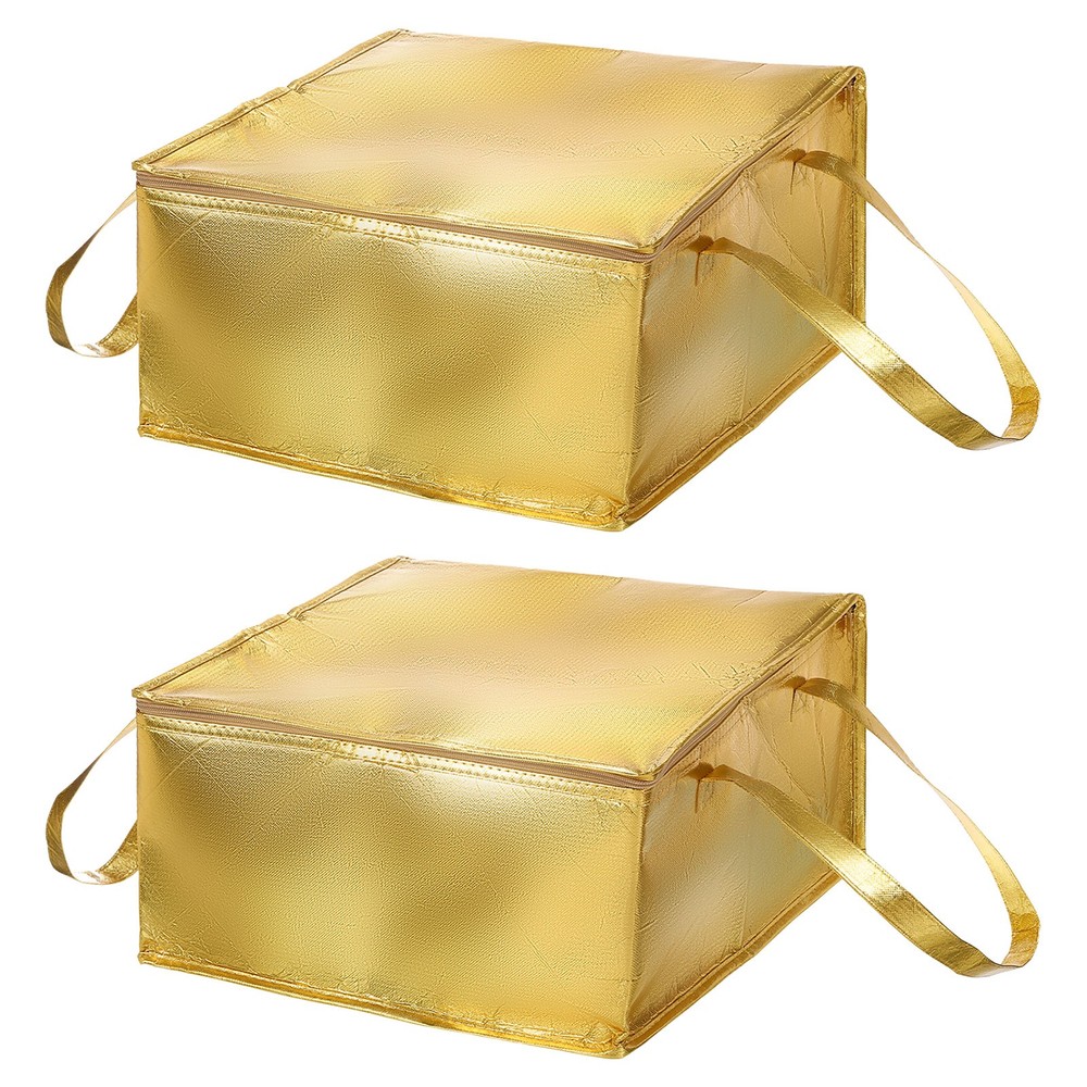 Insulated Reusable Grocery Bags with Zipper and Handle (Gold, 15.7″x15.7″x8.7″)