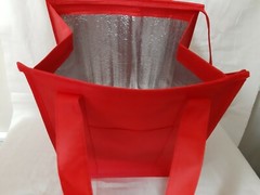 Medium Insulated Food Delivery Tote Bag w/ Drink Holder Red