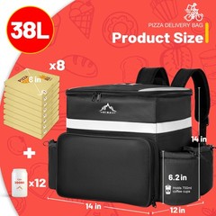 Food Delivery Backpack, Insulated Delivery Bags for Delivery Bike, Large Pizz…