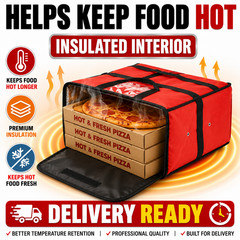 Pizza Delivery Bags Insulated 20x20x12 Hot Food Carrier 1-10 Pack Colors