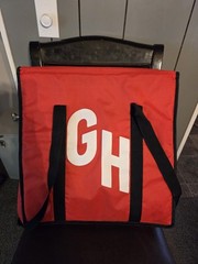 Grubhub Official Large 15″x15″x10″ Insulated Food Delivery Carrying Tote Bag Red